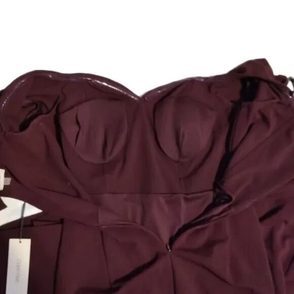 Calvin Klein NWT $199 Bordeaux Off Shoulder Sweetheart Mermaid Gown, Size 8 - Picture 3 of 3
